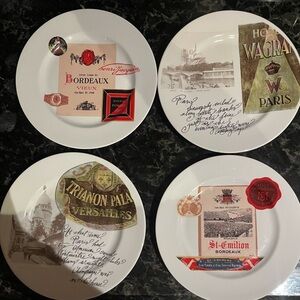 Set of Decorative Plates with Vintage French Labels